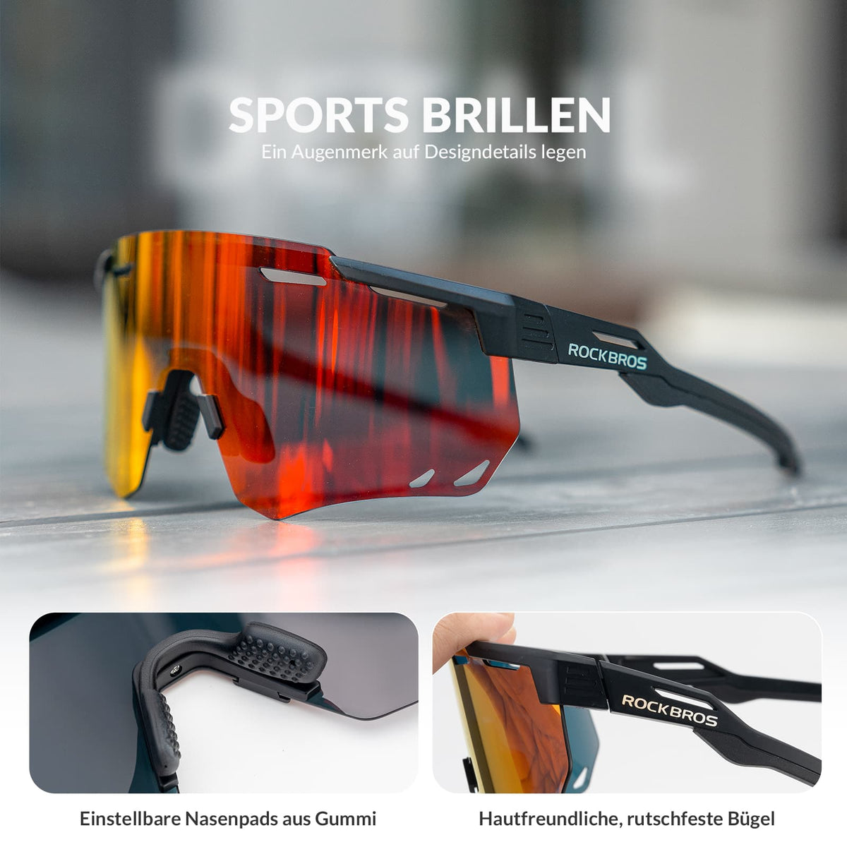 ROCKBROS Gafas de bicicleta ultraligeras y fotocromáticas (UV400)