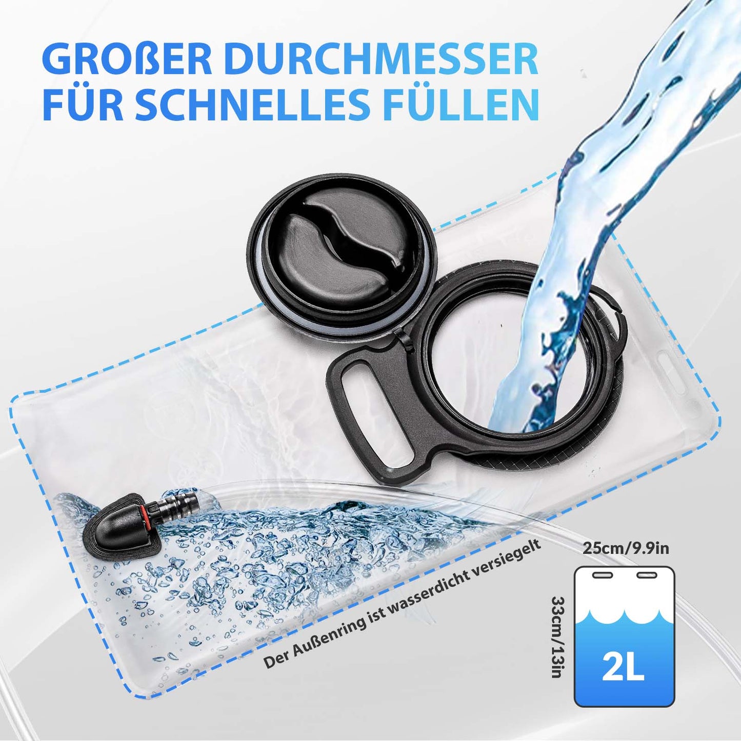 Mochila ultraligera con depósito de hidratación, mochila para bicicleta con sistema de hidratación, 2L, ROCKBROS