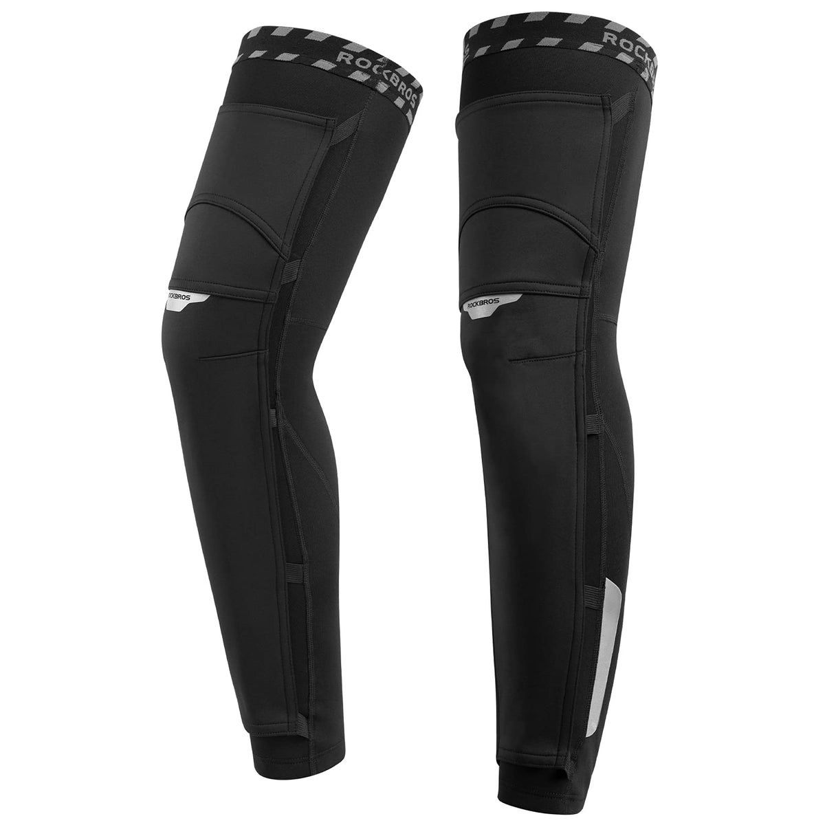 ROCKBROS Perneras Unisex Calentadores de Piernas Cortaviento Cálidas Negro S-4XL