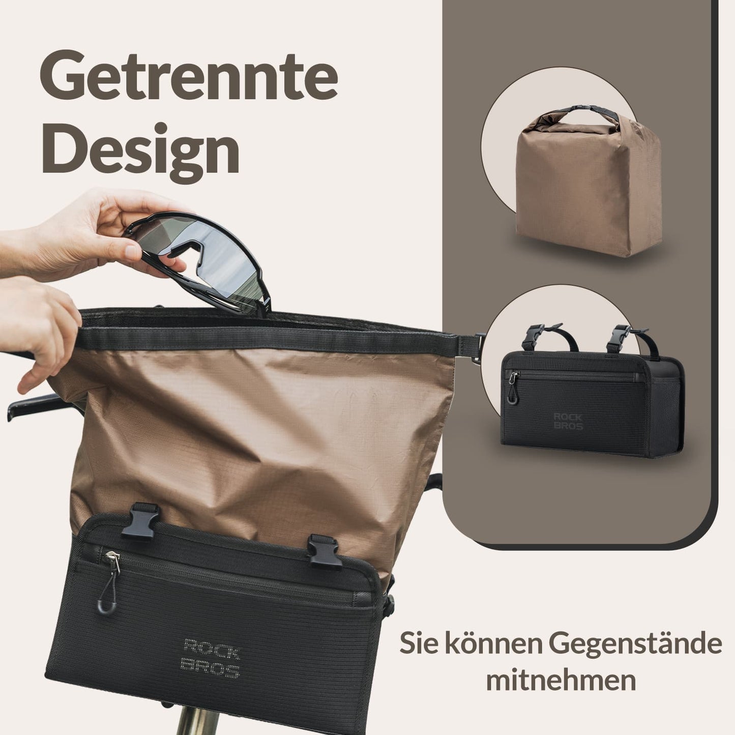 Bolsa de manillar impermeable, cesta de bicicleta desmontable, aprox. 5,5 L, ROCKBROS
