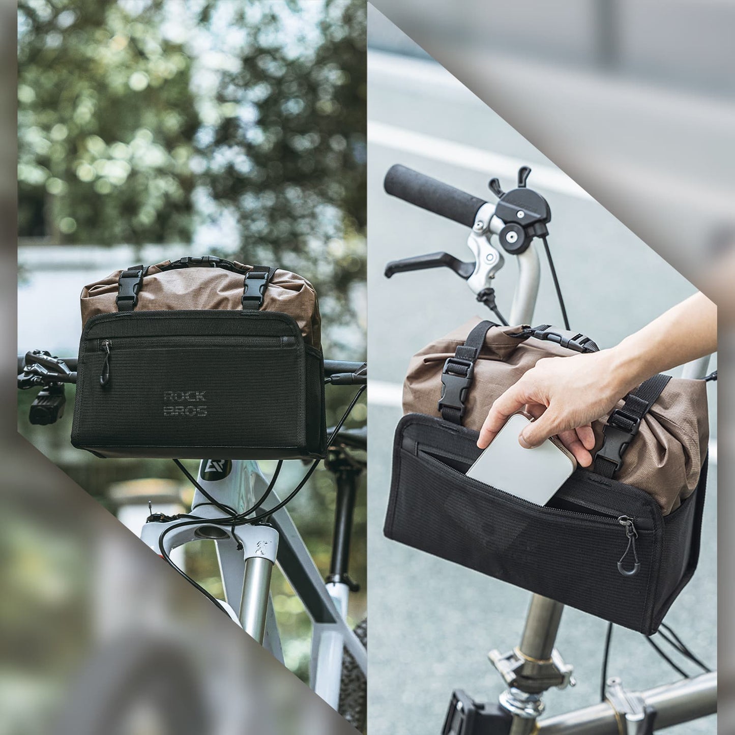 Bolsa de manillar impermeable, cesta de bicicleta desmontable, aprox. 5,5 L, ROCKBROS