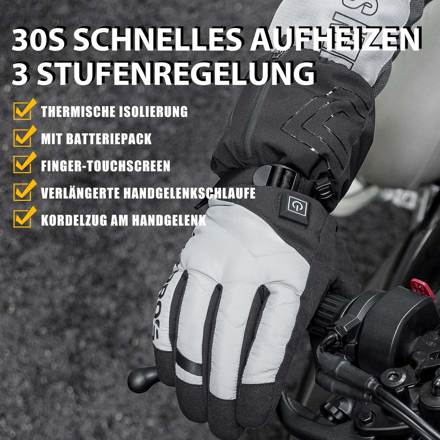 Guantes de invierno Guantes de ciclismo calefactables con batería M-XL ROCKBROS