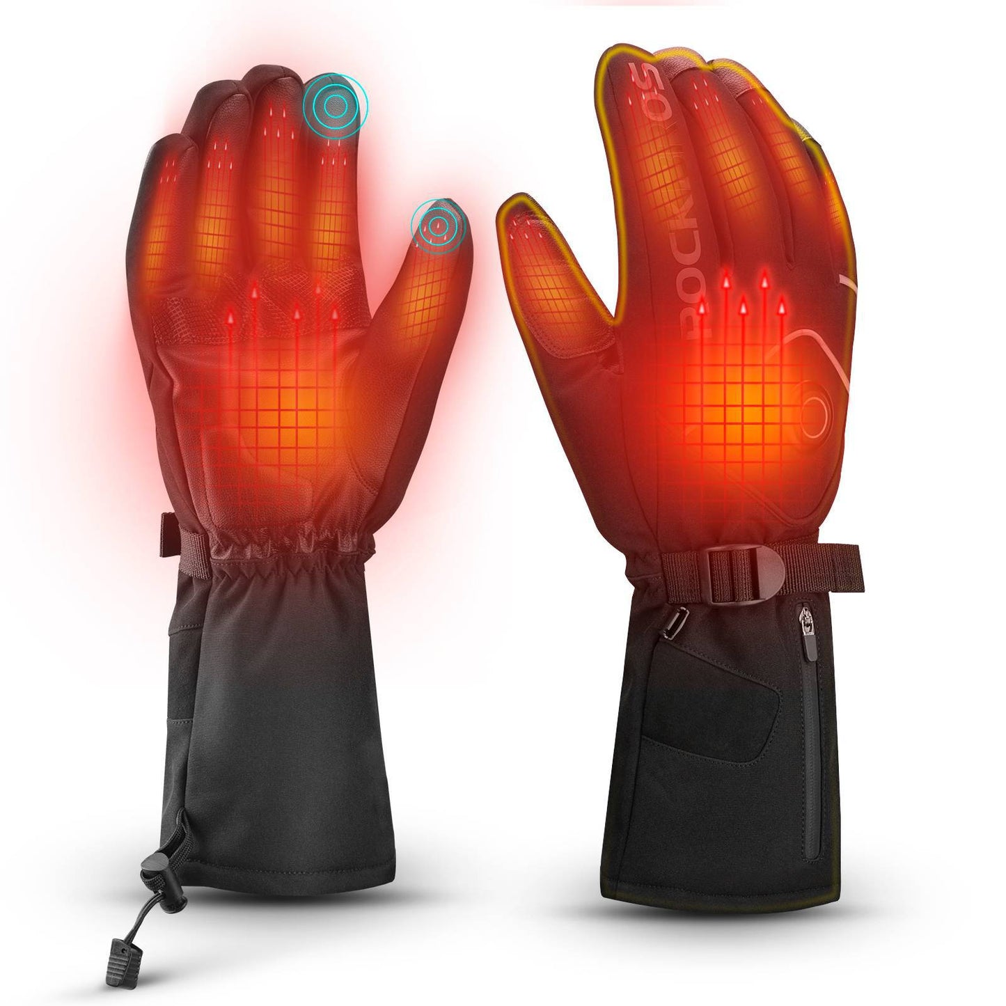 Guantes de esquí de invierno Guantes calefactables recargables Negro ROCKBROS