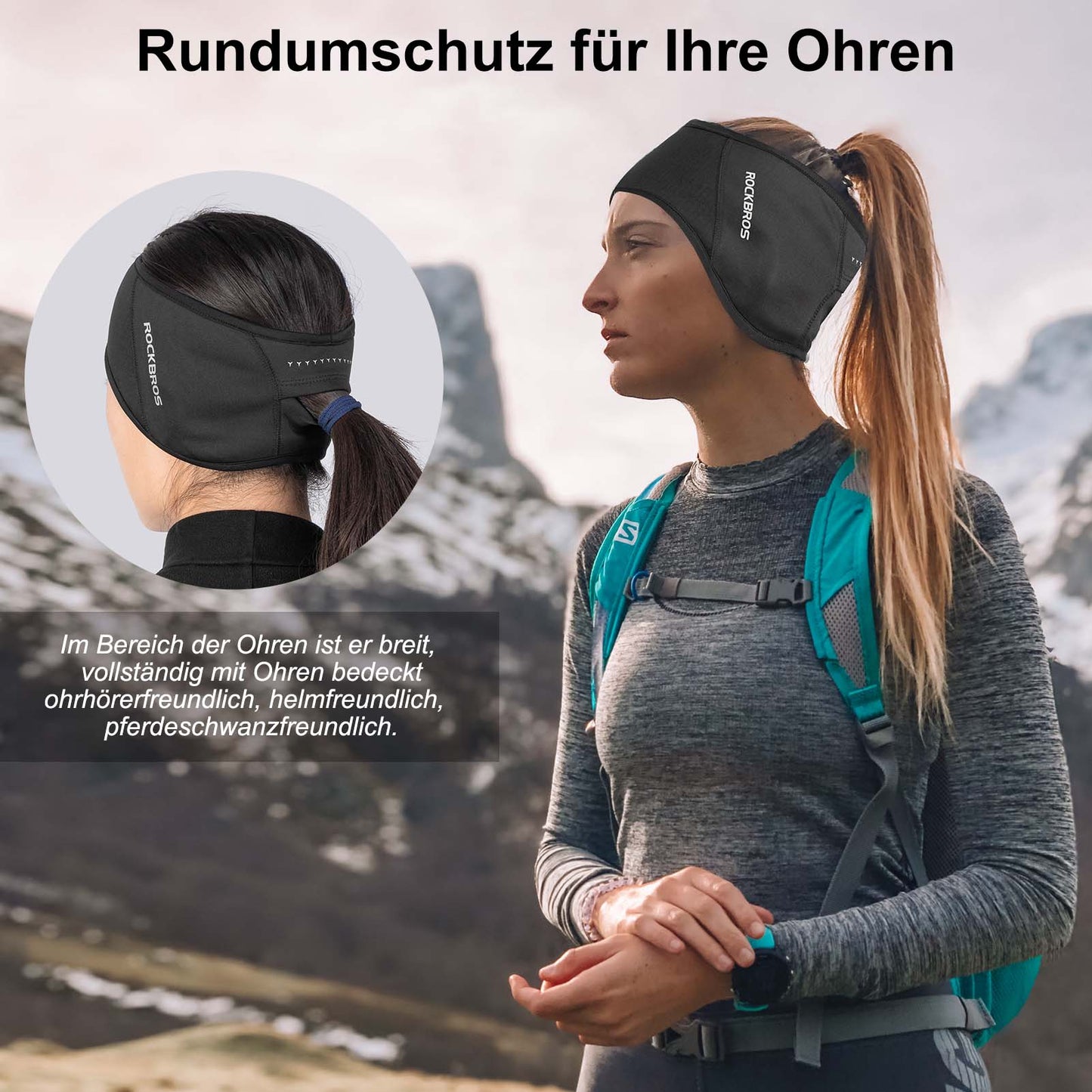 Calentadores de orejas térmicos de ciclismo de invierno para hombres y mujeres ROCKBROS