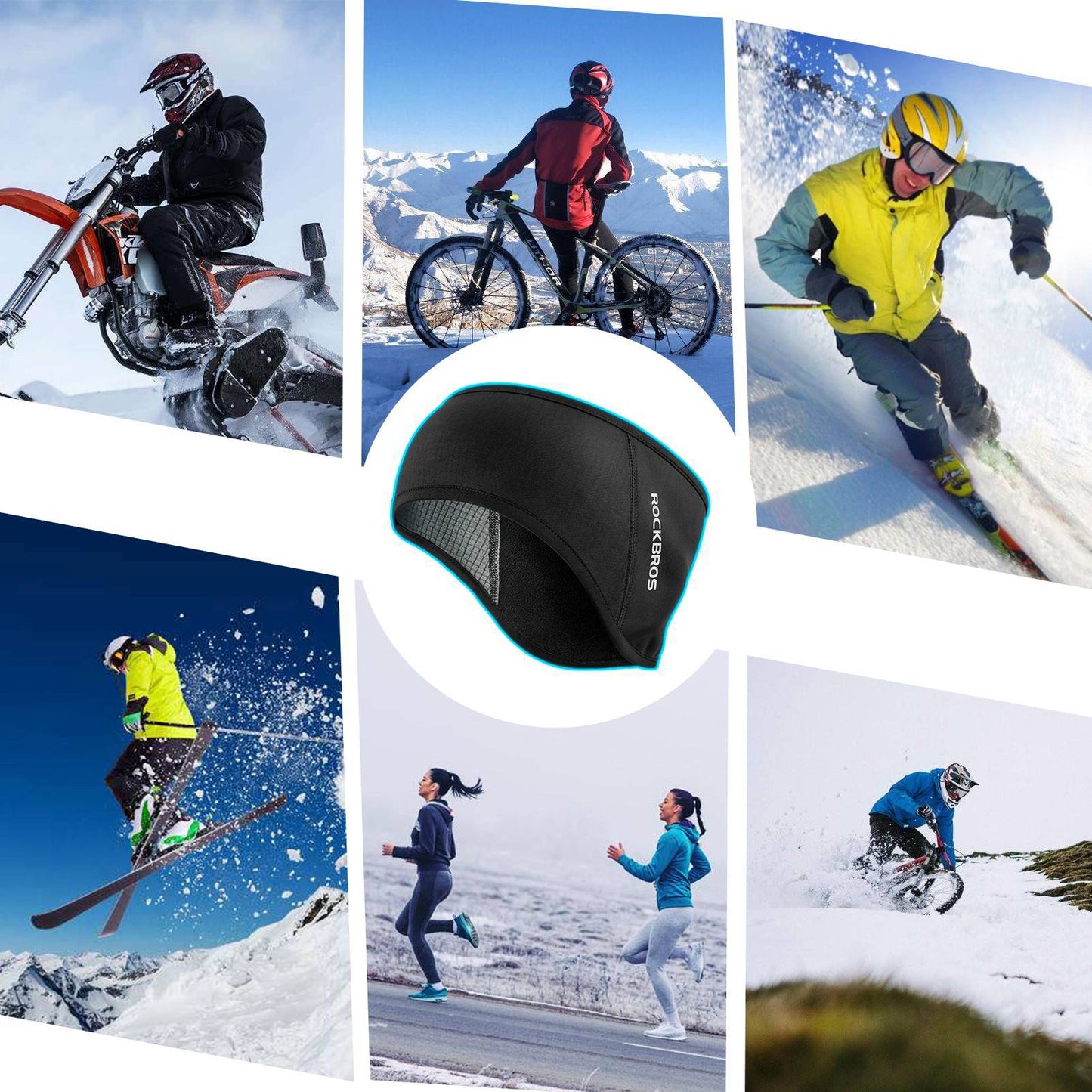 Calentadores de orejas térmicos de ciclismo de invierno para hombres y mujeres ROCKBROS