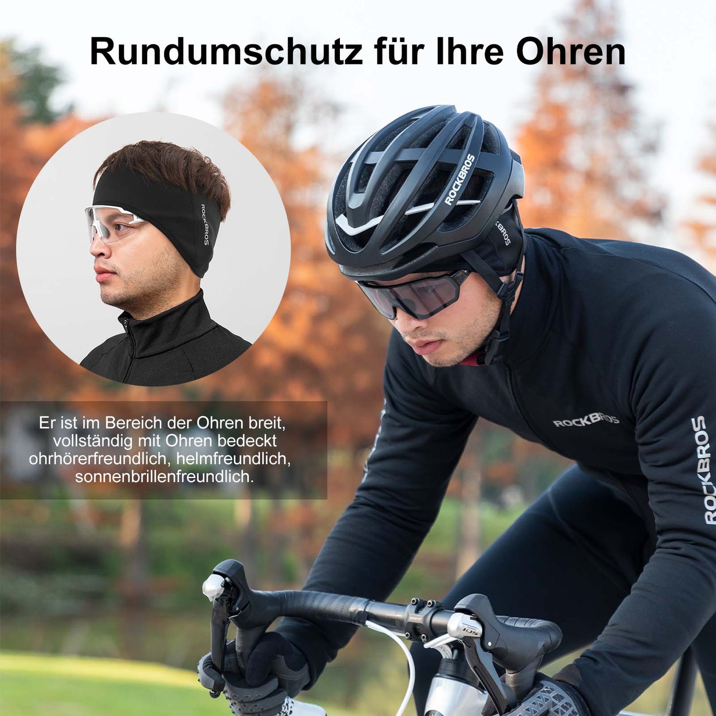 Calentadores de orejas térmicos de ciclismo de invierno para hombres y mujeres ROCKBROS