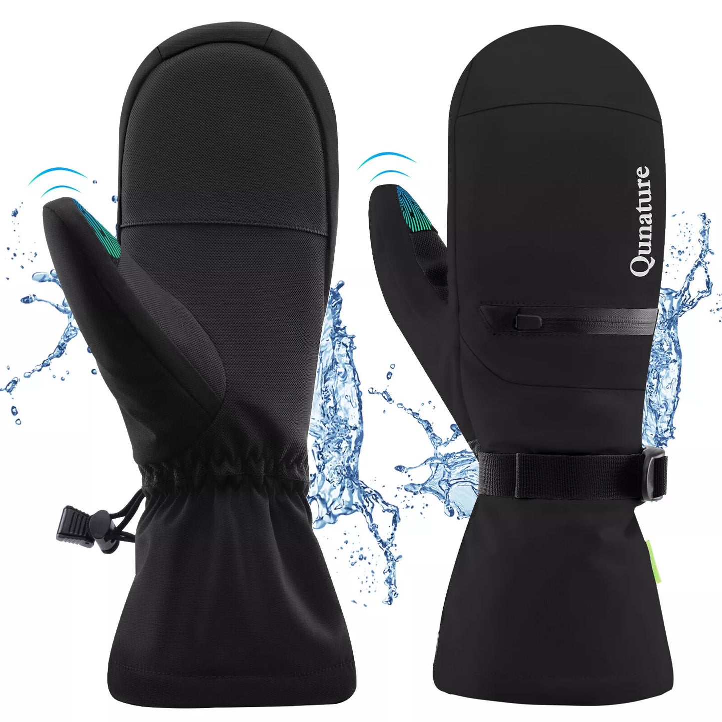 Qunature Guantes de esquí cálidos Guantes de snowboard impermeables XS-XL Mujeres/Hombres