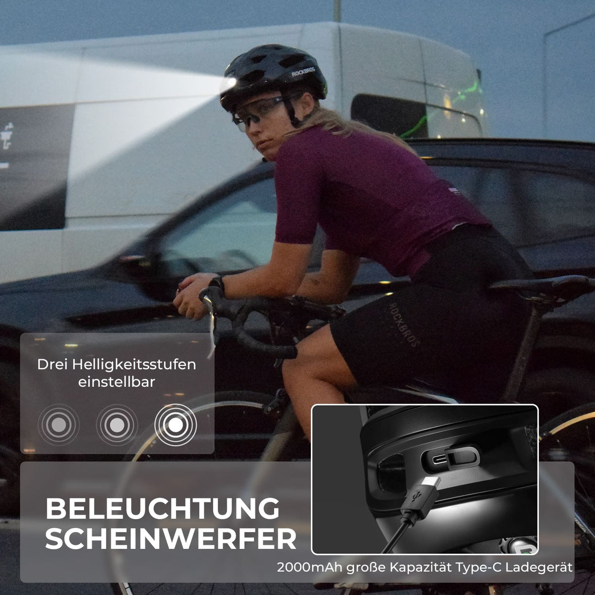 ROCKBROS Casco de Bicicleta Inteligente con Control Remoto y Luz