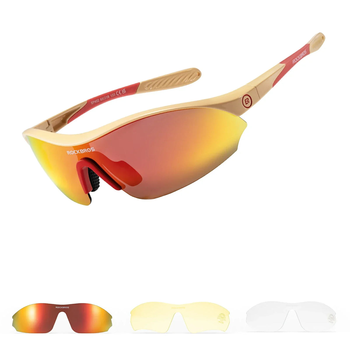 Gafas de sol deportivas ROCKBROS para ciclismo con 3 lentes UV400 intercambiables