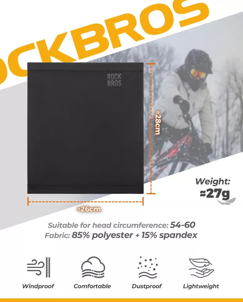 ROCKBROS Medio Pasamontañas Invierno Cálido Bufanda De Tubo Calentador De Cuello Al Aire Libre Unisex