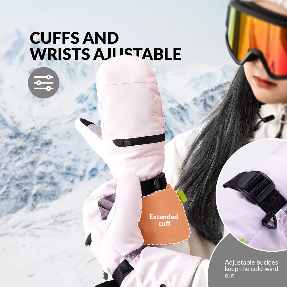 Qunature Guantes de esquí cálidos Guantes de snowboard impermeables XS-XL Mujeres/Hombres