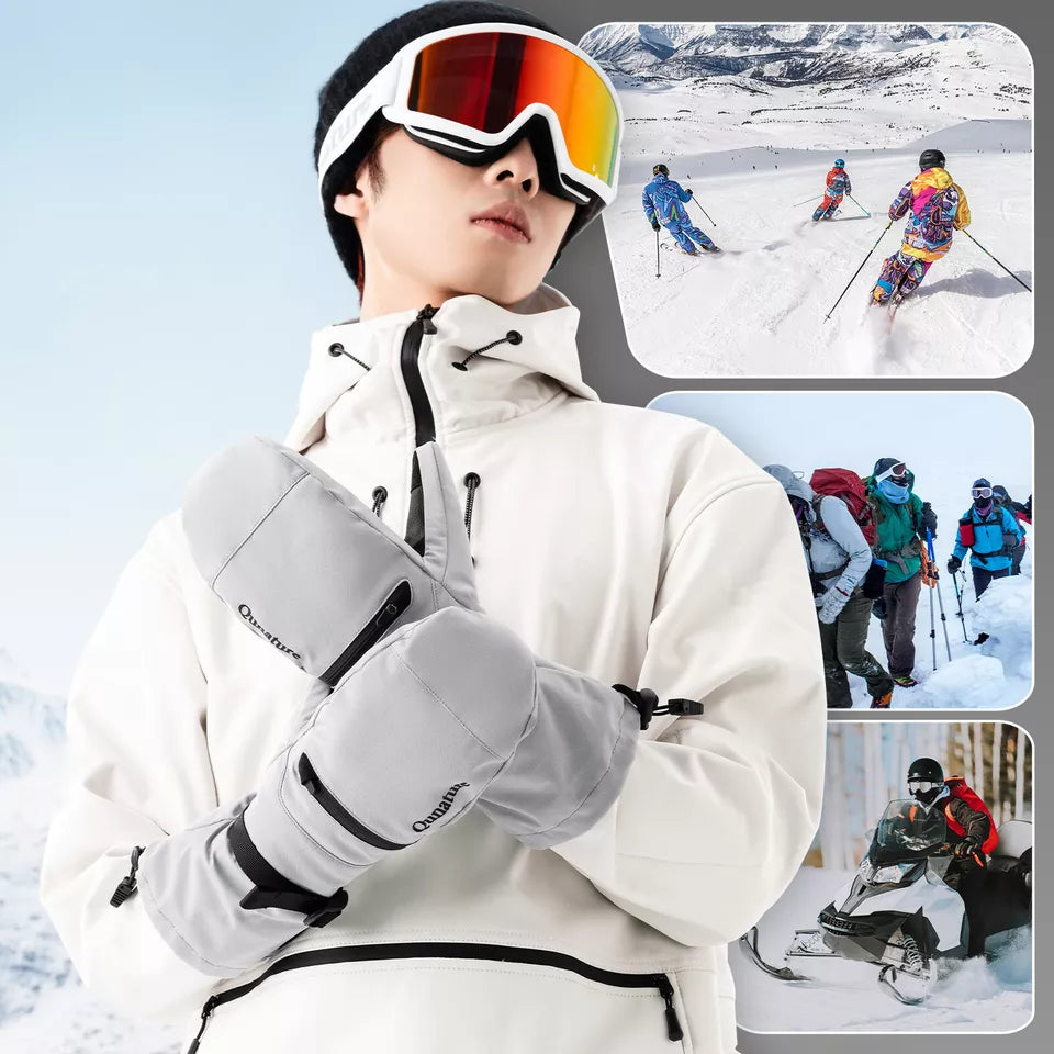 Qunature Guantes de esquí cálidos Guantes de snowboard impermeables XS-XL Mujeres/Hombres