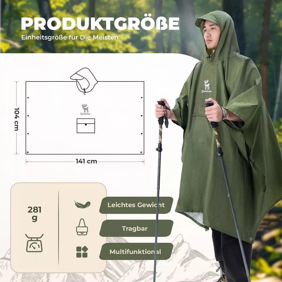 Qunature Poncho de Lluvia Multifuncional para Exteriores Poncho de Lluvia para Bicicleta