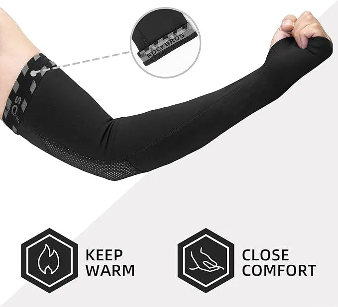 ROCKBROS Mangas Térmicas de Fleece para Bicicleta con Lazo para el Pulgar