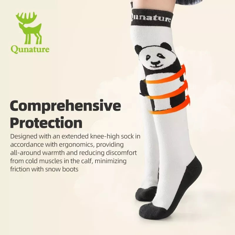 Qunature calcetines de esquí niños/niños calcetines de invierno calcetines de esquí hasta la rodilla con lana 1 par