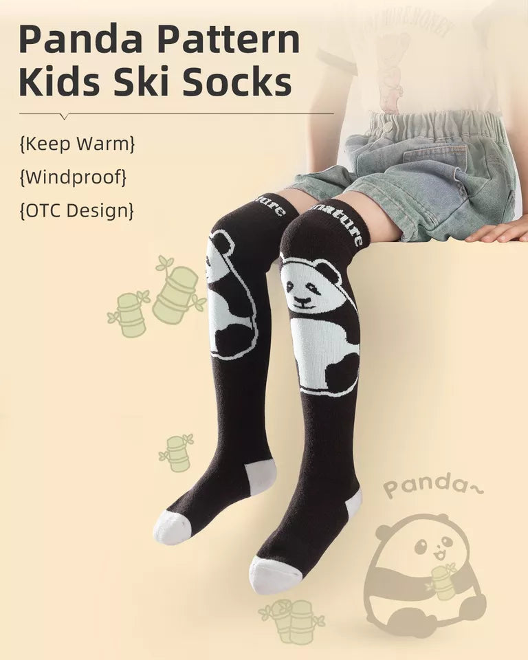 Qunature calcetines de esquí niños/niños calcetines de invierno calcetines de esquí hasta la rodilla con lana 1 par