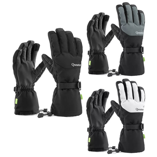 Qunature guantes de esquí de invierno guantes impermeables con pantalla táctil nieve