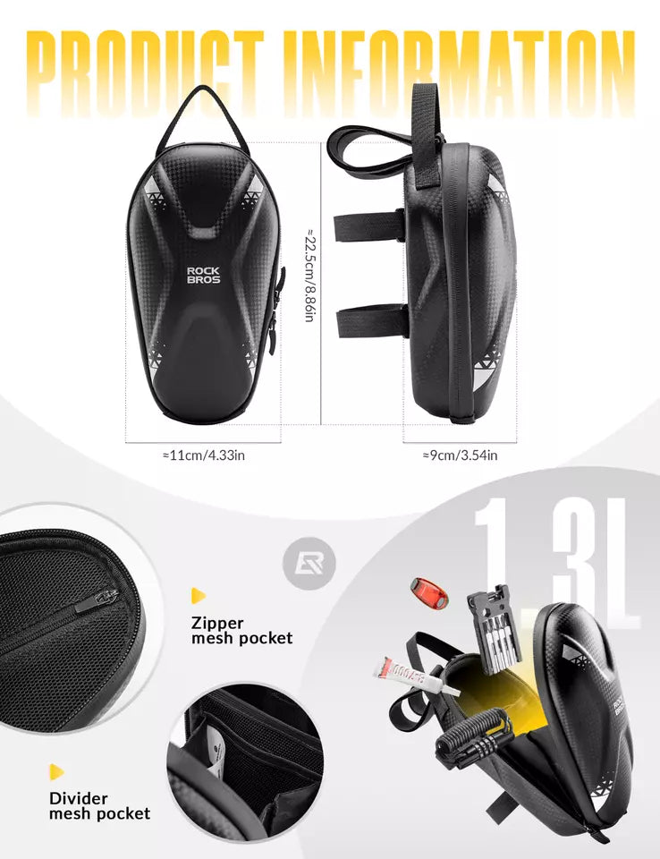 ROCKBROS E-Scooter Bag Bolsa para manillar repelente al agua de 1,3 L Bolsillo frontal PU