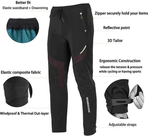 ROCKBROS Pantalones Largos Cortaviento Ciclismo Deportivo Talla M-4XL