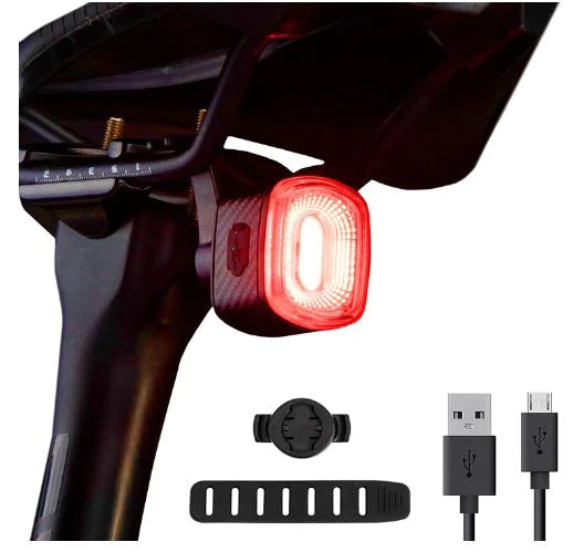 ROCKBROS Luz trasera para bicicleta LED impermeable IPX6 recargable por USB luz de freno