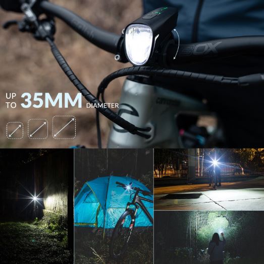 ROCKBROS Juego de Luces para Bicicleta 200M Iluminación StVZO Luz Trasera LED IPX5