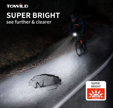 TOWILD CL1200 Garmin/GoPro 1200 lúmenes 4000mAh Batería impermeable Luz de bicicleta para viajeros