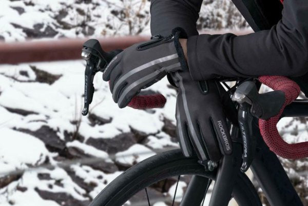 ROCKBROS Guantes de Motocicleta Guantes de Bicicleta para Invierno con Pantalla Táctil Impermeable