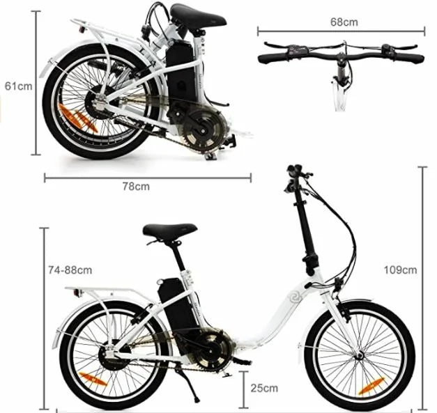 Vecocraft Nemesis Ciudad E-Bike 20 Bicicleta plegable Blanco 13 Ah